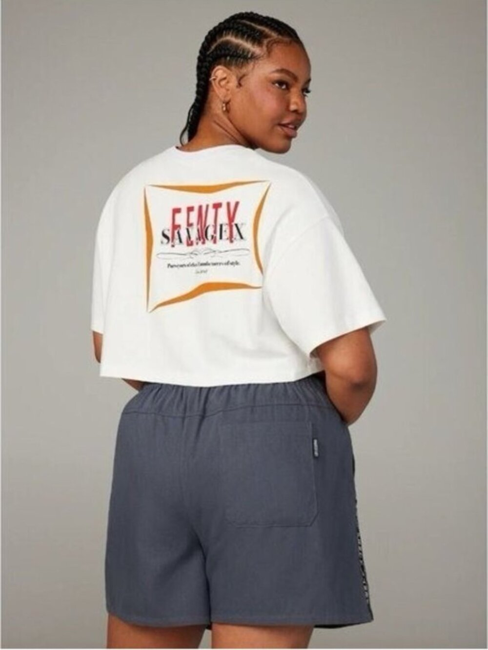 Savage X Fenty White Crop Tee Logo Graphic Streetwear Cotton Top Casual Chic